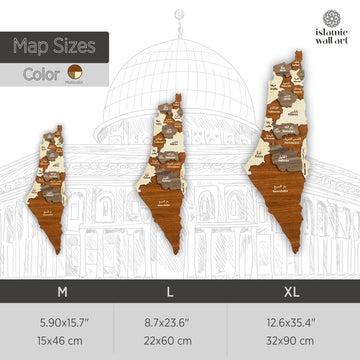 Palestine Wooden Wall Map Islamic Wall Art Decor - Islamic Wall Art Store