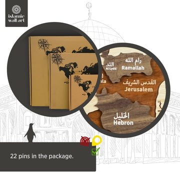 Palestine Wooden Wall Map Islamic Wall Art Decor - Islamic Wall Art Store