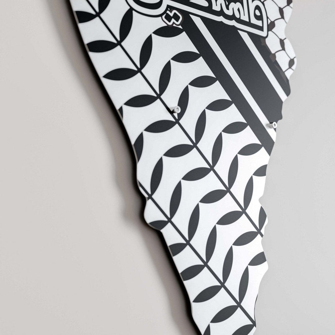 Keffiyeh metal Palestine map close up