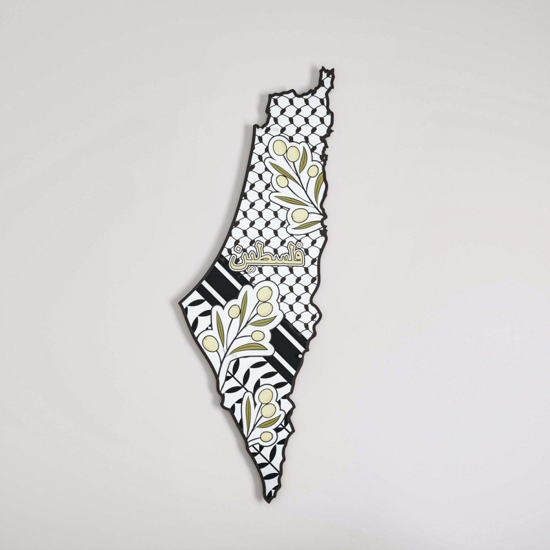 Keffiyeh & Olive metal Palestine map
