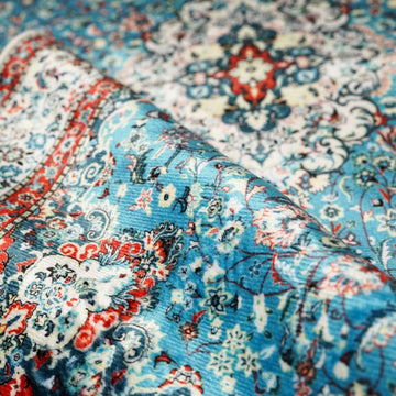 Prayer Carpet - Turquoise & Red Floral Motifs, Muslim Prayer Mat - Islamic Wall Art Store