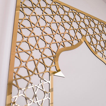 Prayer Room Decor Wooden Mihrab - Geometric Design Islamic Home Arts - Islamic Wall Art Store