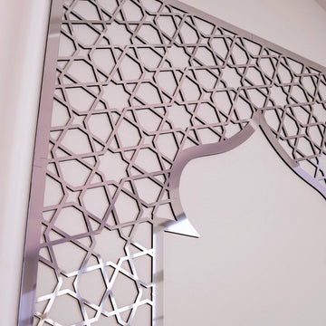 Prayer Room Decor Wooden Mihrab - Geometric Design Islamic Home Arts - Islamic Wall Art Store