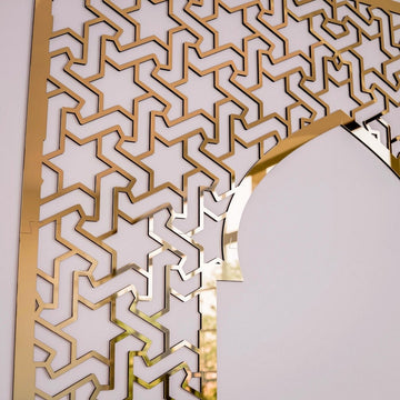 Prayer Room Decor Wooden Mihrab - Islamic Wall Art | 6 - Pointed Star Motif - Islamic Wall Art Store