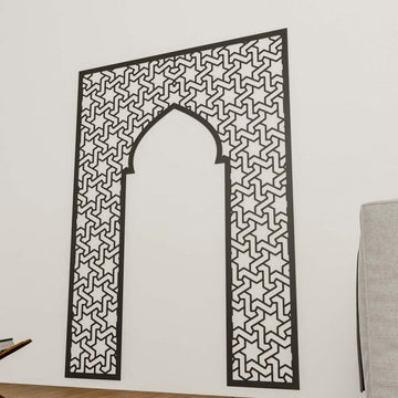 Prayer Room Decor Wooden Mihrab - Islamic Wall Art | 6 - Pointed Star Motif - Islamic Wall Art Store