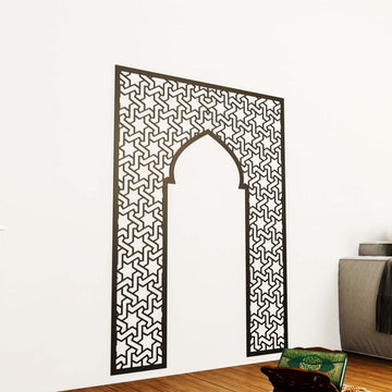 Prayer Room Decor Wooden Mihrab - Islamic Wall Art | 6 - Pointed Star Motif - Islamic Wall Art Store