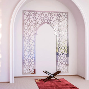 Prayer Room Decor Wooden Mihrab - Islamic Wall Art | 6 - Pointed Star Motif - Islamic Wall Art Store