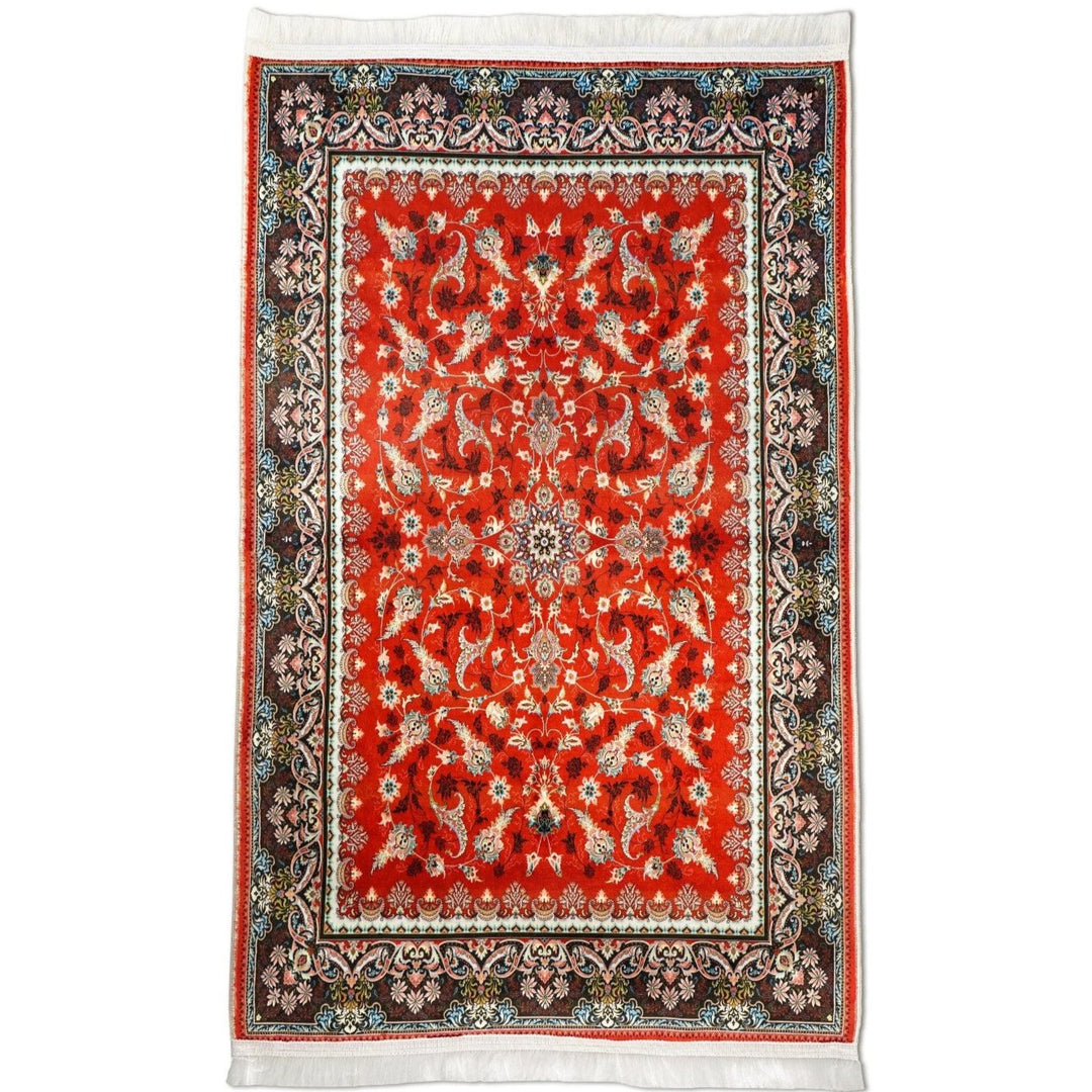 prayer-rug-islamic-red-floral-pattern-soft-fabric-islamicwallartstore