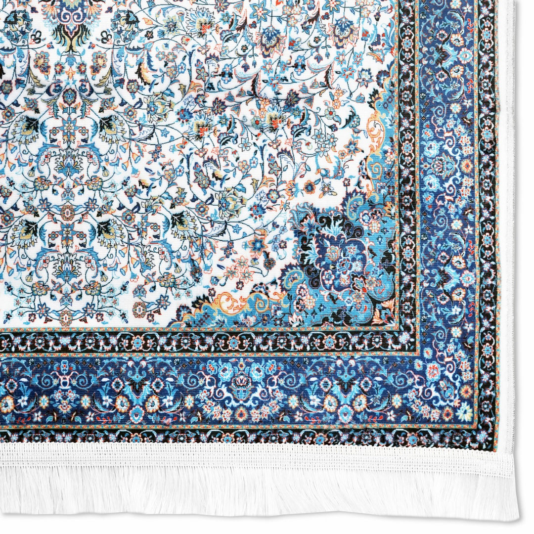 white-blue-muslim-prayer-mat-ornate-pattern-soft-acrylic-islamicwallartstore