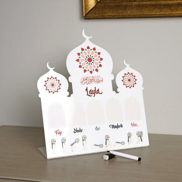 Prayer Schedule Decor for Kids - Metal Islamic Table Art, Name Customization - Islamic Wall Art Store