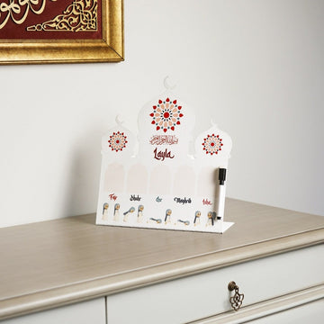 Prayer Schedule Decor for Kids - Metal Islamic Table Art, Name Customization - Islamic Wall Art Store