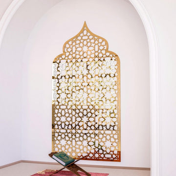 Prayer Space Interior Mihrab with Geometric Design | 8 - Pointed Star Motif - Islamic Wall Art Store
