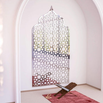 Prayer Space Interior Mihrab with Geometric Design | 8 - Pointed Star Motif - Islamic Wall Art Store