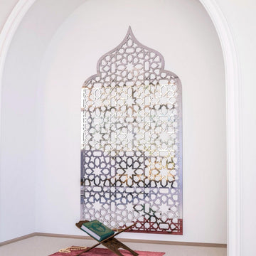 Prayer Space Interior Mihrab with Geometric Design | 8 - Pointed Star Motif - Islamic Wall Art Store