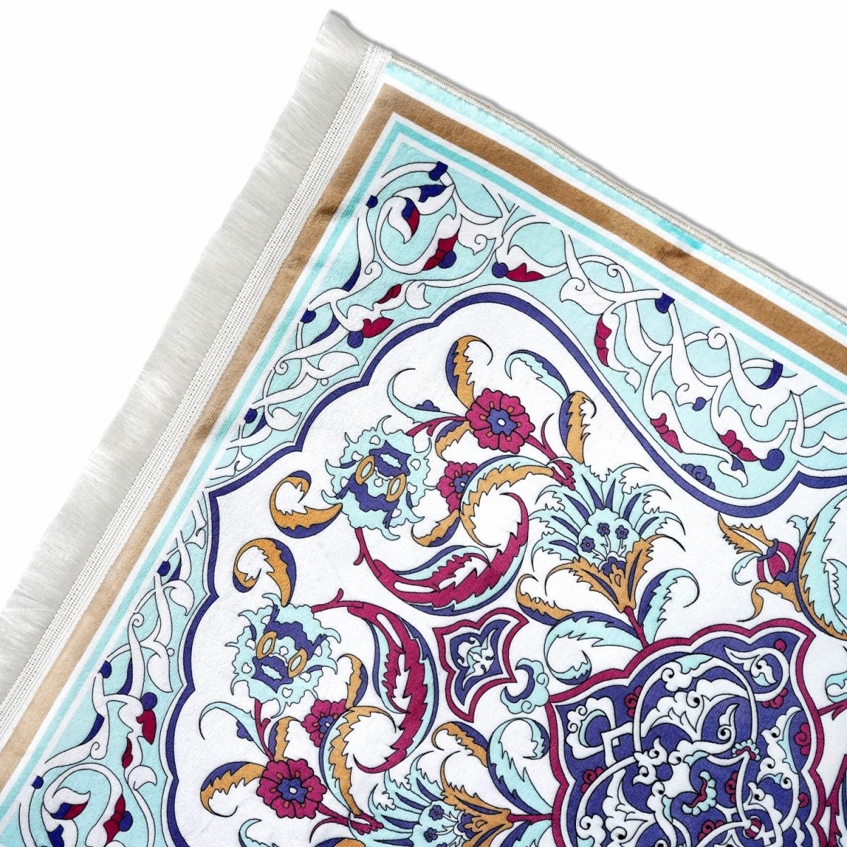 Islamic Textile Rug Praying Rug Islam - Pastel Floral Design & Aqua Details