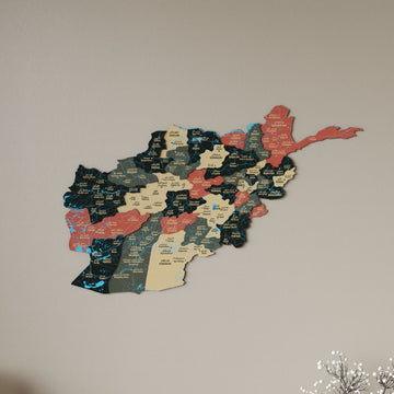 Carte murale de l'Afghanistan en bois, déco 3D