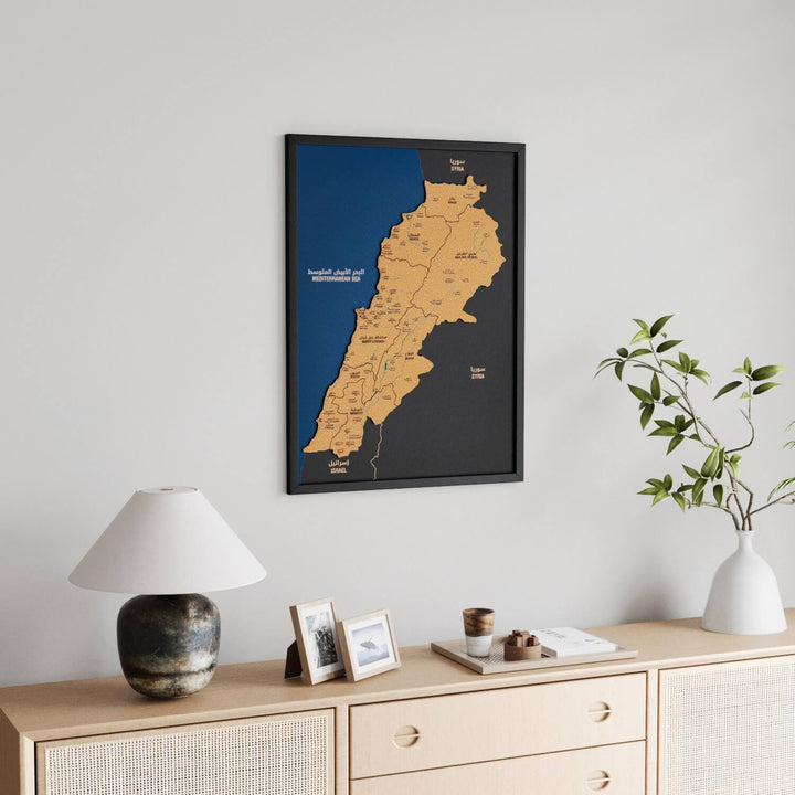 Framed Lebanon Cork Map Premium Wall Decor
