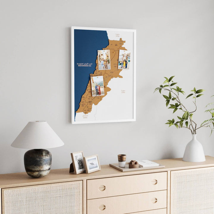 Framed Lebanon Cork Map Premium Wall Decor