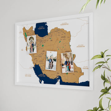 Framed Iran Cork Map Premium Wall Decor