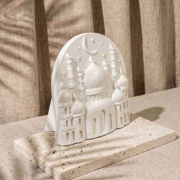 Silhouette de ville islamique - Décoration de table islamique minimaliste en pierre