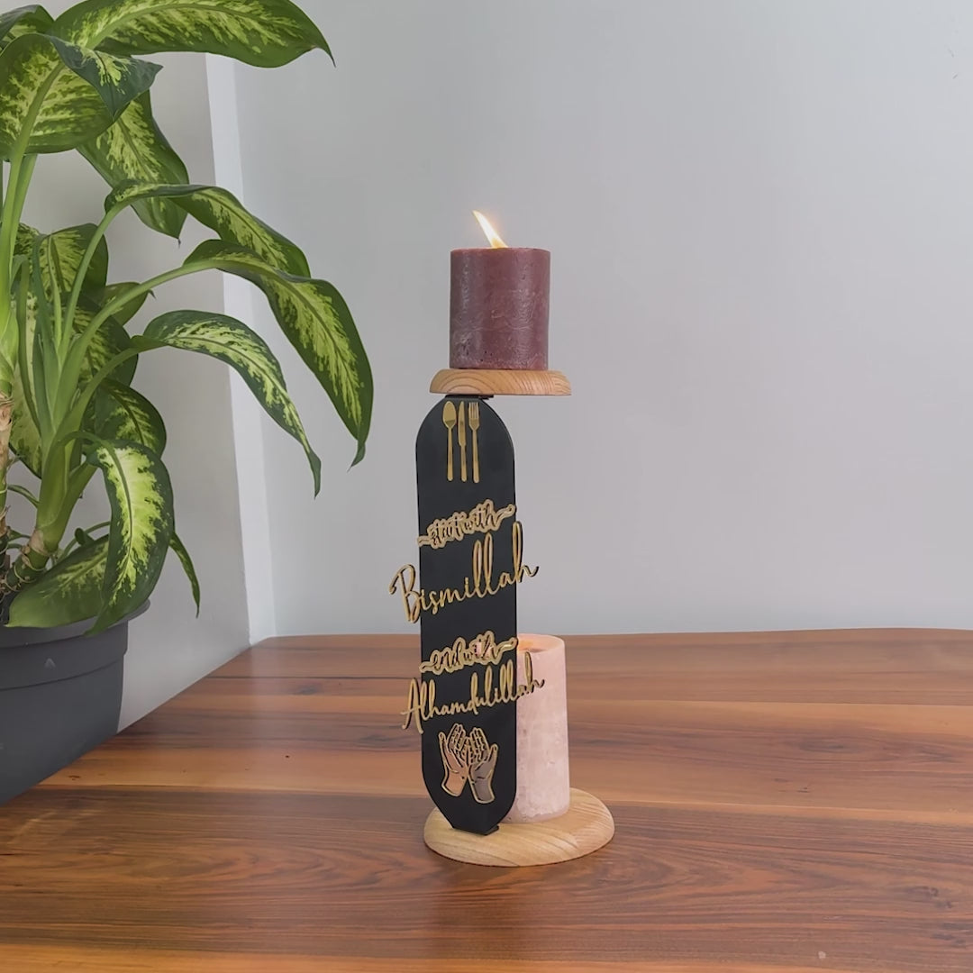 Dining Table Decor - Islamic Candleholder | Start with Bismillah, End with Alhamdulillah