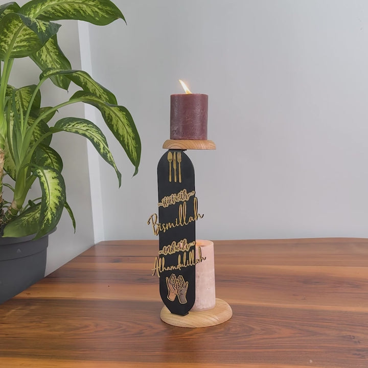 Dining Table Decor - Islamic Candleholder | Start with Bismillah, End with Alhamdulillah