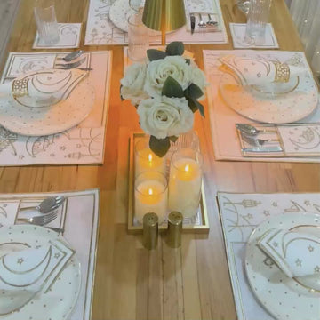 Ramadan Dining Set with Moon, Mosque & Arabic Calligraphy for 6 Persons 24 Piece Set