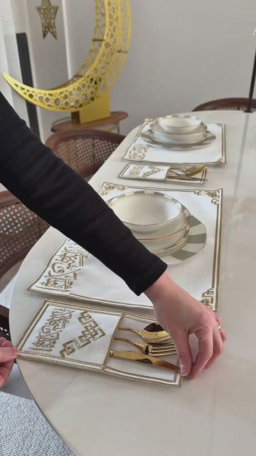 Ramadan-Tischset Ahlan wa Sahlan mit Willkommens-Kalligraphie für 6 Personen, 24-teilig