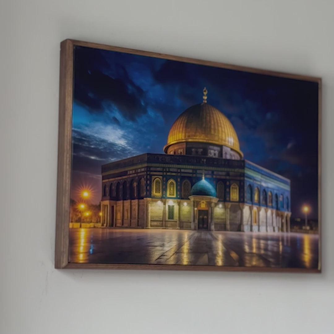 Masjid Al Aqsa Fabric Painting | LED Lighted - Islamic Wall Art for Muslim Homes