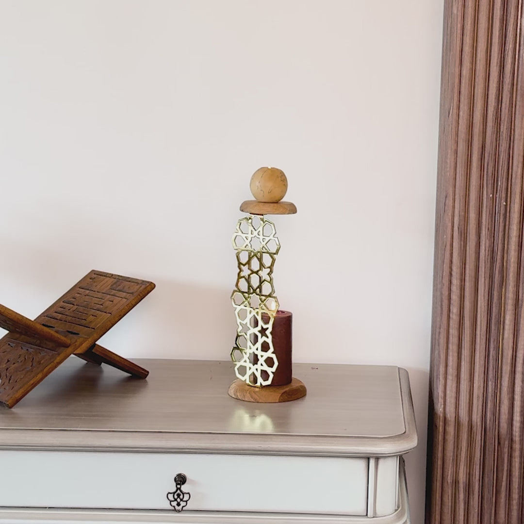 Metal Candleholder Islamic Table Decor - Geometric Design Muslim Gift