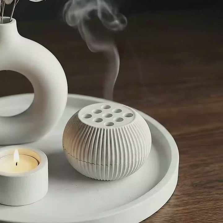 Modern Minimalist 2-Piece Stone Incense Burner – Closable Geometric Mabkhara