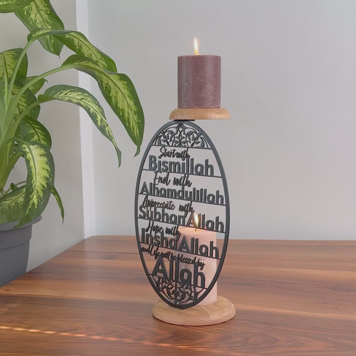 Islamic Candleholder | 4 Powerful Dhikr in Islam - Dining Table Decor for Muslims