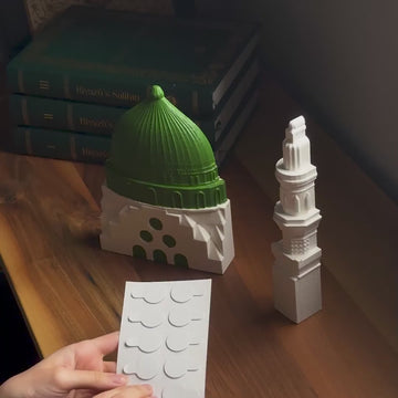 Kaaba, Al-Aqsa, Al-Nabawi, ensemble de 3 mosquées - Décoration de table islamique en pierre