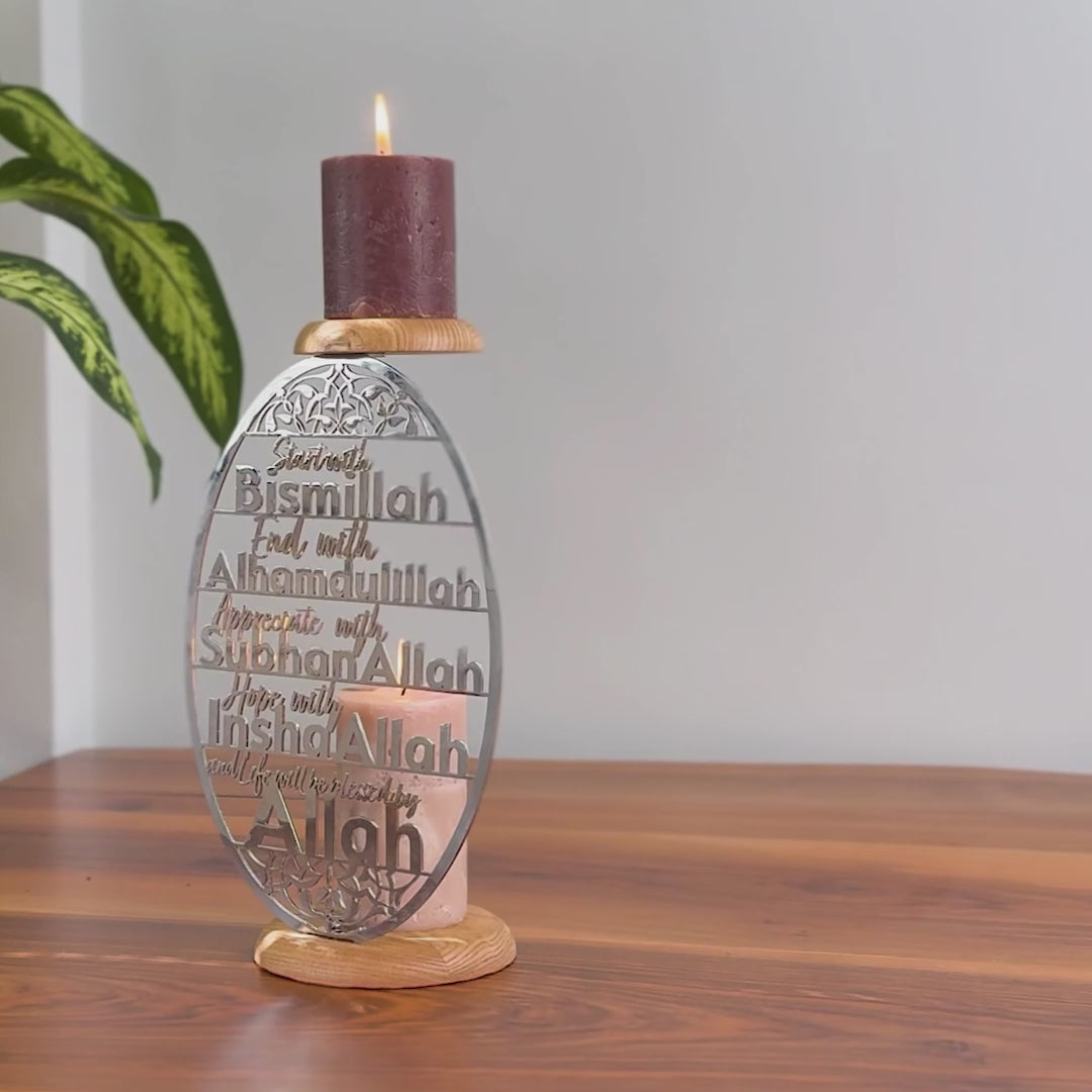 Islamic Candleholder | 4 Powerful Dhikr in Islam - Dining Table Decor for Muslims