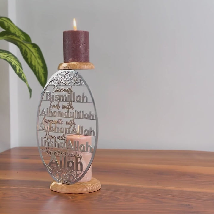 Islamic Candleholder | 4 Powerful Dhikr in Islam - Dining Table Decor for Muslims