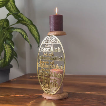 Islamic Candleholder | 4 Powerful Dhikr in Islam - Dining Table Decor for Muslims