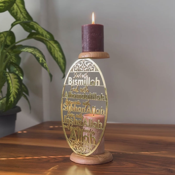 Islamic Candleholder | 4 Powerful Dhikr in Islam - Dining Table Decor for Muslims