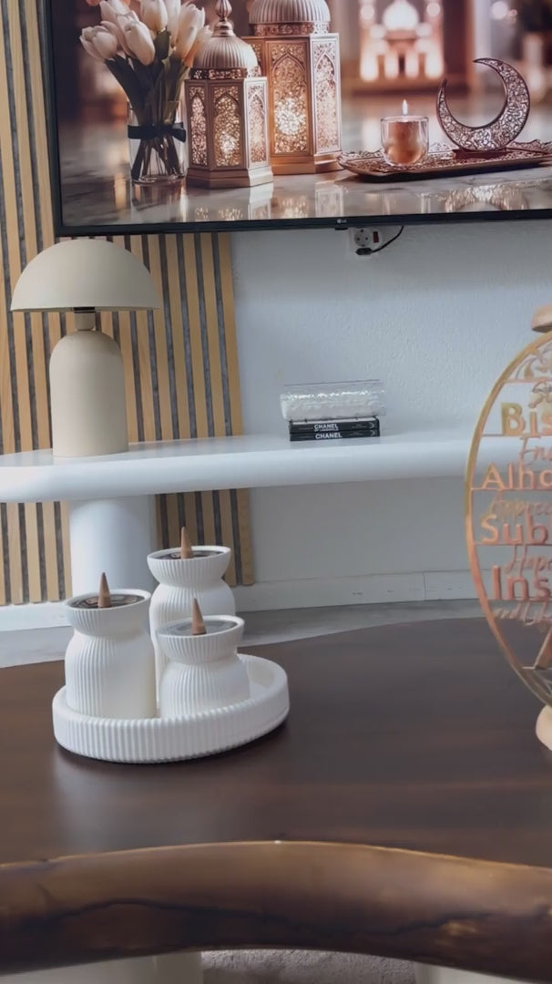 Moderne, mehrstufige Stein-Mabkhara (3er-Set) – Minimalistische Räuchergefäße