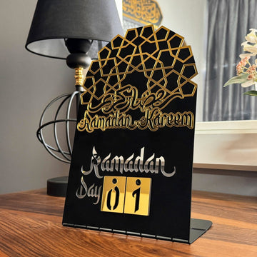Ramadan Calendar Metal & Acrylic Islamic Gift Table Decor - Islamic Wall Art Store