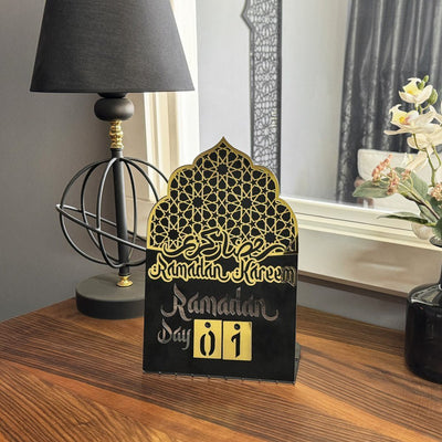 Ramadan Calendar Metal & Acrylic Islamic Gift Table Decor, Islamic Motifs - Islamic Wall Art Store