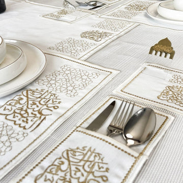 Ramadan Dining Table Decor 19 - Piece Golden Set for 6 - Islamic Wall Art Store