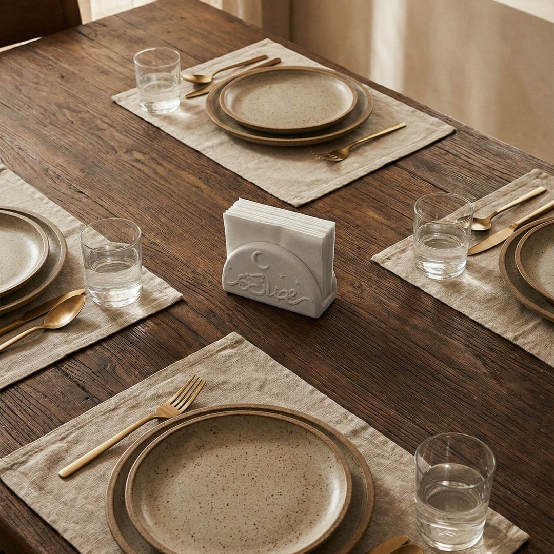 Ramadan Kareem Stone Cast Napkin Holder – Modern Concrete Iftar Decor