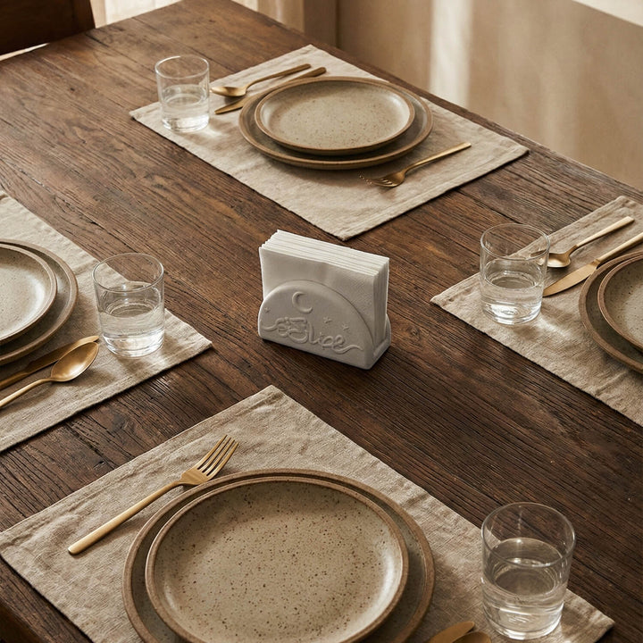 Ramadan Kareem Stone Cast Napkin Holder – Modern Concrete Iftar Decor