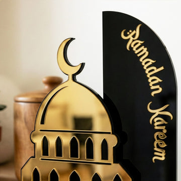 Ramadan Kareem Mosque Tabletop – Elegant Acrylic Centerpiece with 3D Dome Design