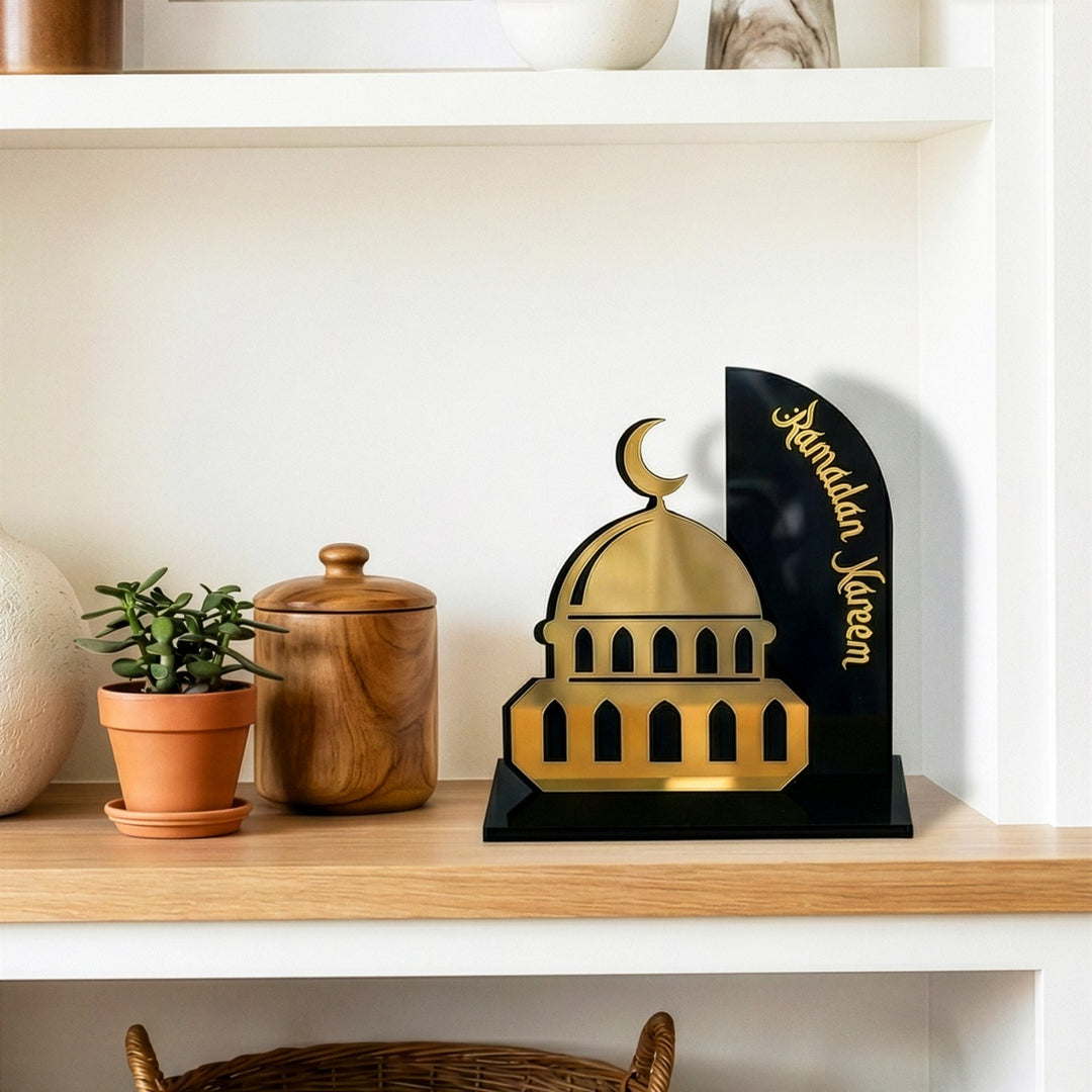 Ramadan Kareem Mosque Tabletop – Elegant Acrylic Centerpiece with 3D Dome Design