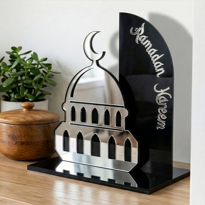 Ramadan Kareem Mosque Tabletop – Elegant Acrylic Centerpiece with 3D Dome Design