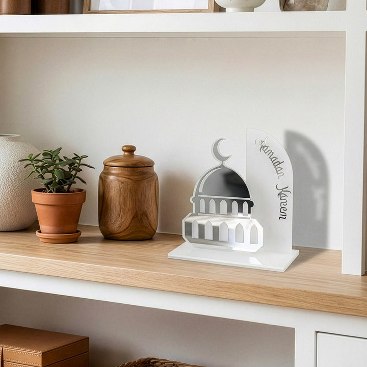 Ramadan Kareem Mosque Tabletop – Elegant Acrylic Centerpiece with 3D Dome Design