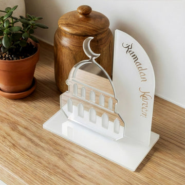 Ramadan Kareem Mosque Tabletop – Elegant Acrylic Centerpiece with 3D Dome Design