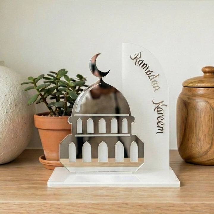Ramadan Kareem Mosque Tabletop – Elegant Acrylic Centerpiece with 3D Dome Design