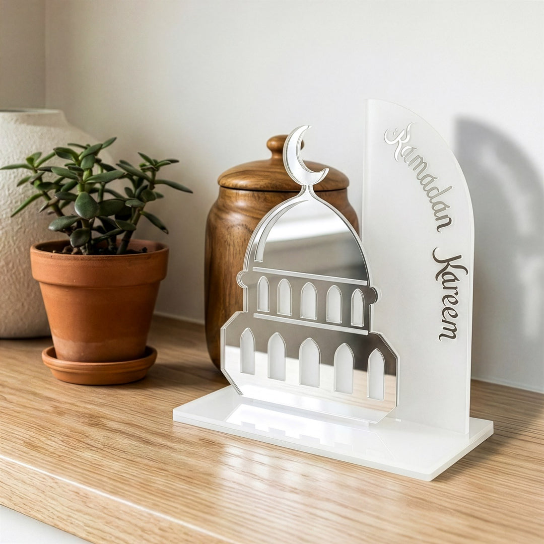 Ramadan Kareem Mosque Tabletop – Elegant Acrylic Centerpiece with 3D Dome Design
